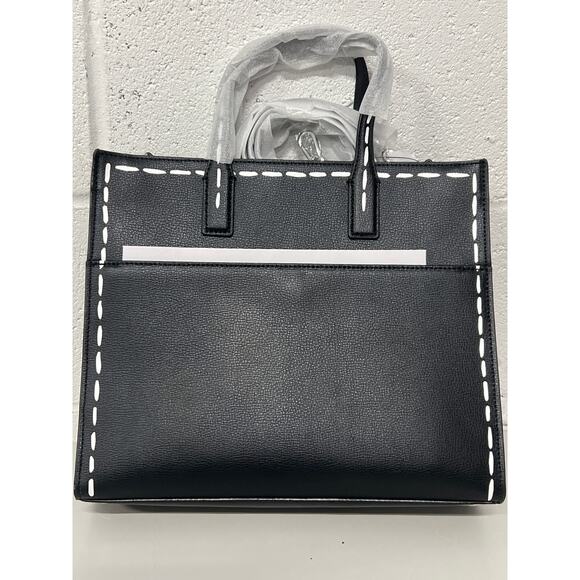 NWT Karl Lagerfeld Paris Nouveau Black White Graphic Logo Small Tote Bag Purse - Picture 5 of 8